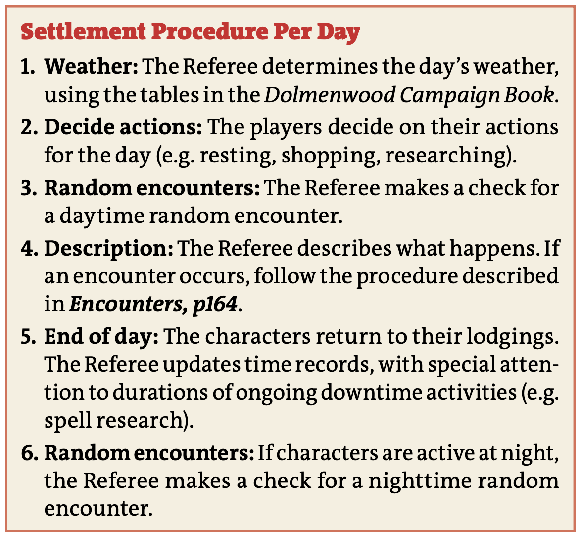 Dolmenwood Settlement Procedure